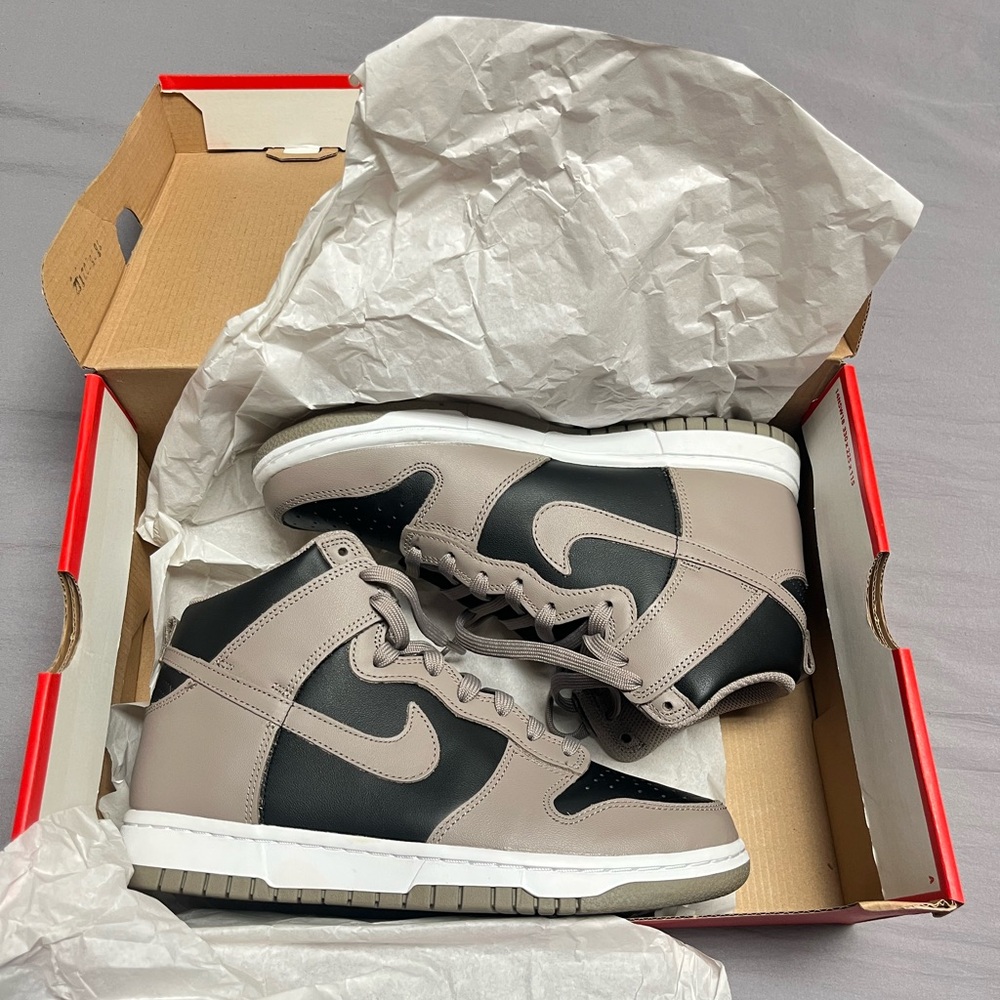 Gray and Black High-Top Dunk Sneakers